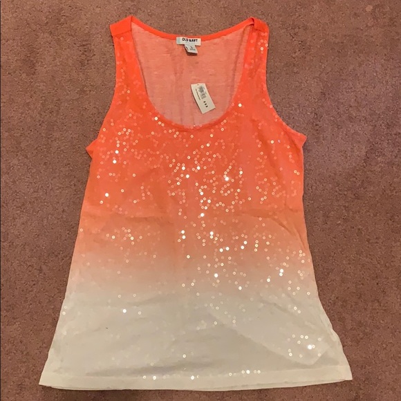 Sequined Old Navy Orange Ombré Tank NWT - Picture 1 of 4